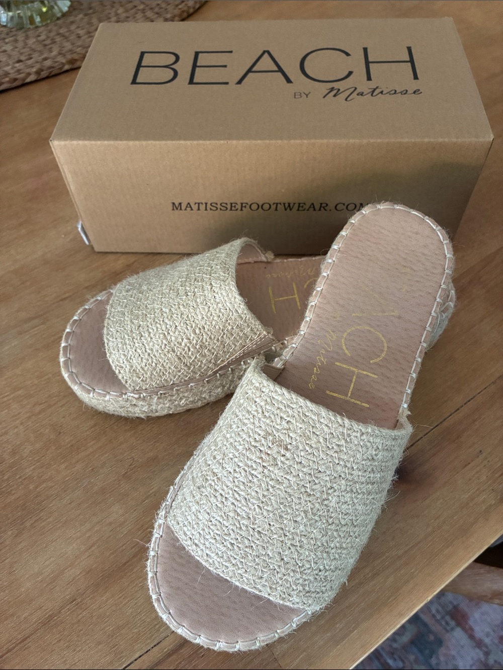 Matisse Natural Straw Woven Espadrille Slides